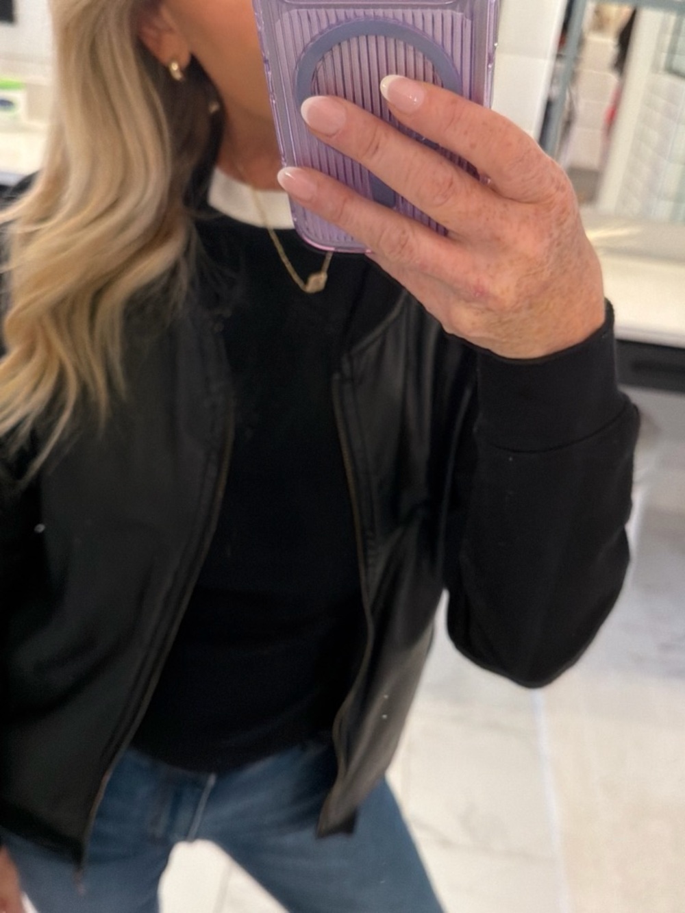 Women's Black Bomber Jacket - Sleek Zip-Front Style